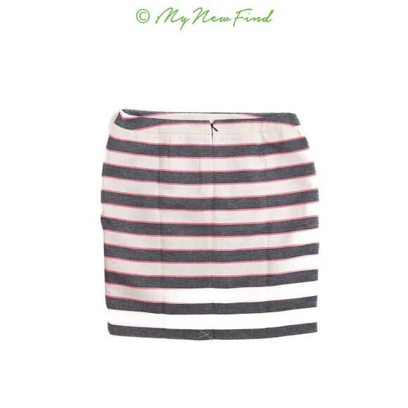 Halogen Nordstrom Pencil Skirt Size 12 Zip Up Striped Ivory Pink Blue EUC B90 - Picture 2 of 2